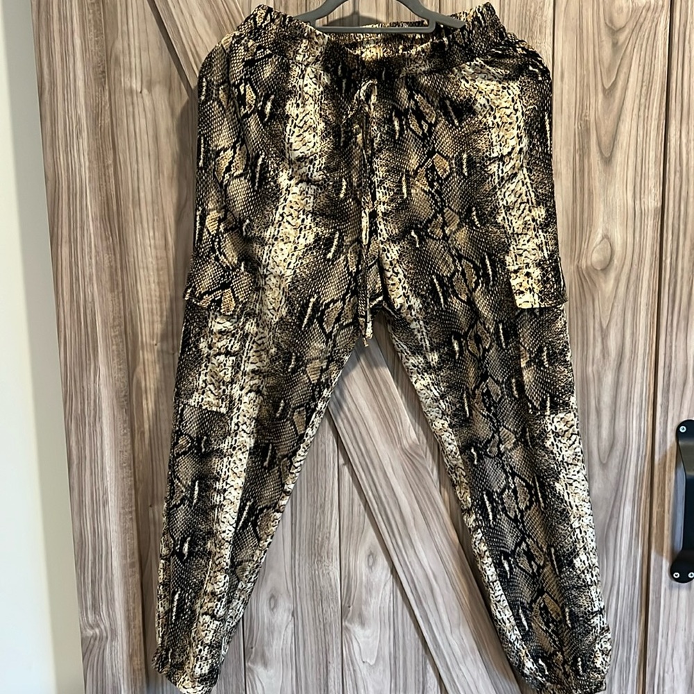 Snake skin cargo pants size small